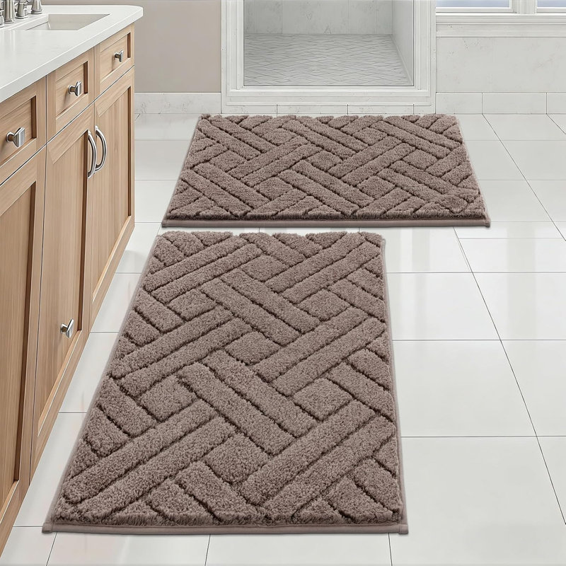 Ensemble de tapis de salle de bain en microfibre 2 pièces, Gray