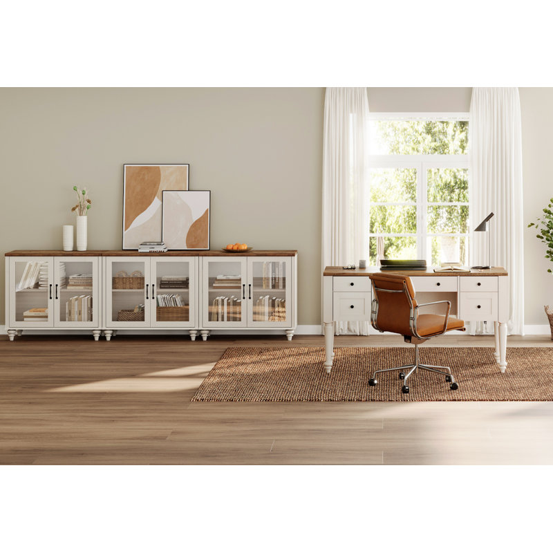 Greison Executive Desk Office Set, Brown/White