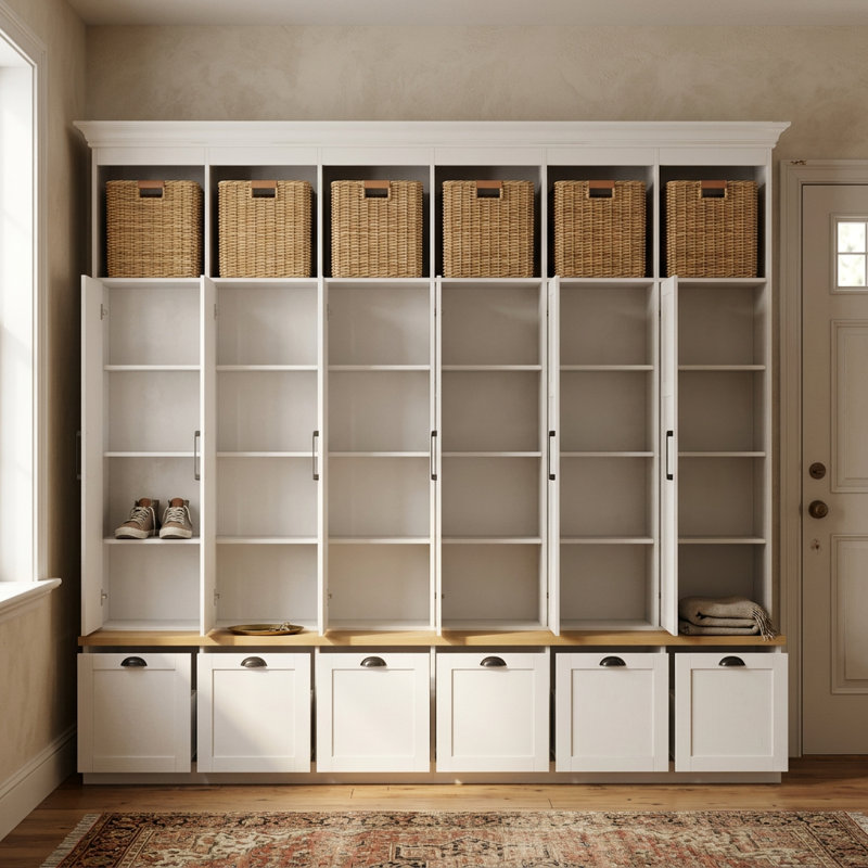 97.6” W Hall Tree With Bench And Shoe Storage