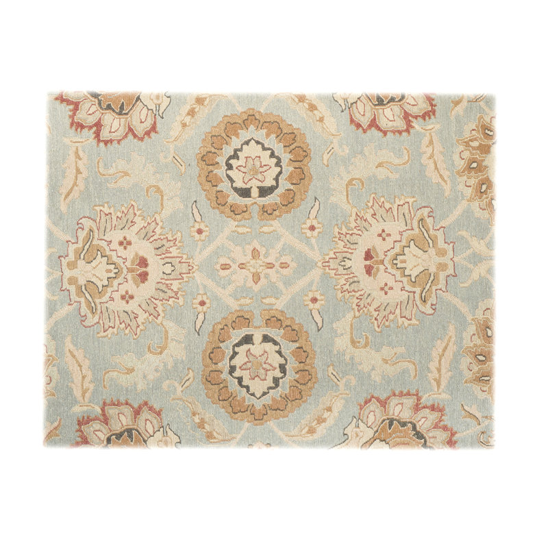 Wool Oriental Area Rug in Blue/Beige, Rectangle 10' x 14'