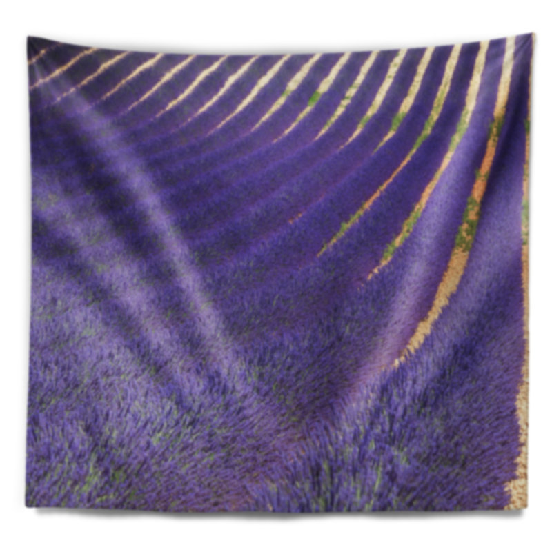 Paysage, lavande, champs en fleurs, tapisserie, H 32 po x l 39 po