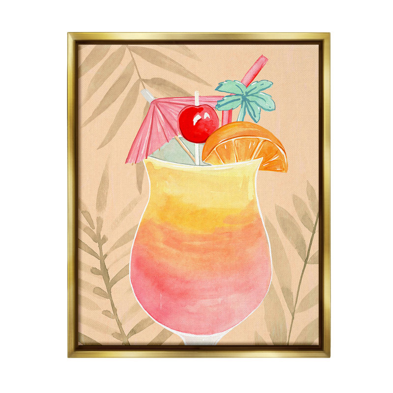 «Tropical Mixed Drink» par Annie Warren sur, H 31 po x l 25 po, Cadre flottant métallique doré