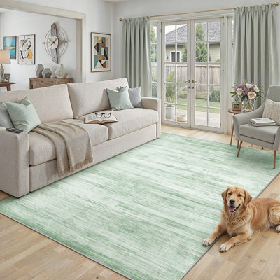 Luminae Abstract Textured Area Rug in Light Green