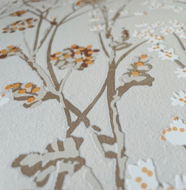 Blossom Branches Grey Beige Wallpaper, Beige