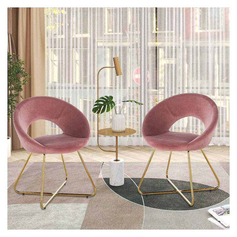 Ensemble de 2 chaises d'appoint en velours moderne avec pieds en métal dorés Modern Velvet