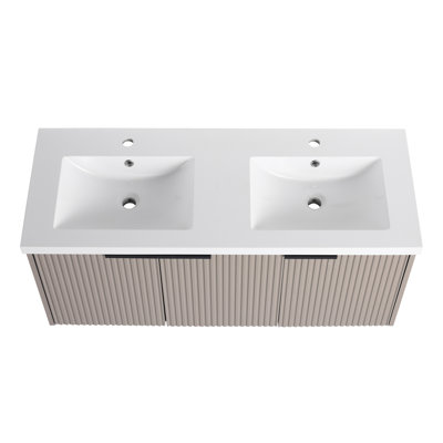 Meuble-lavabo mural 48 po avec double lavabo en résine