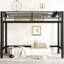 Lit mezzanine simple en métal noir avec échelle double, cadre et lit sécuritaire pour votre dortoir