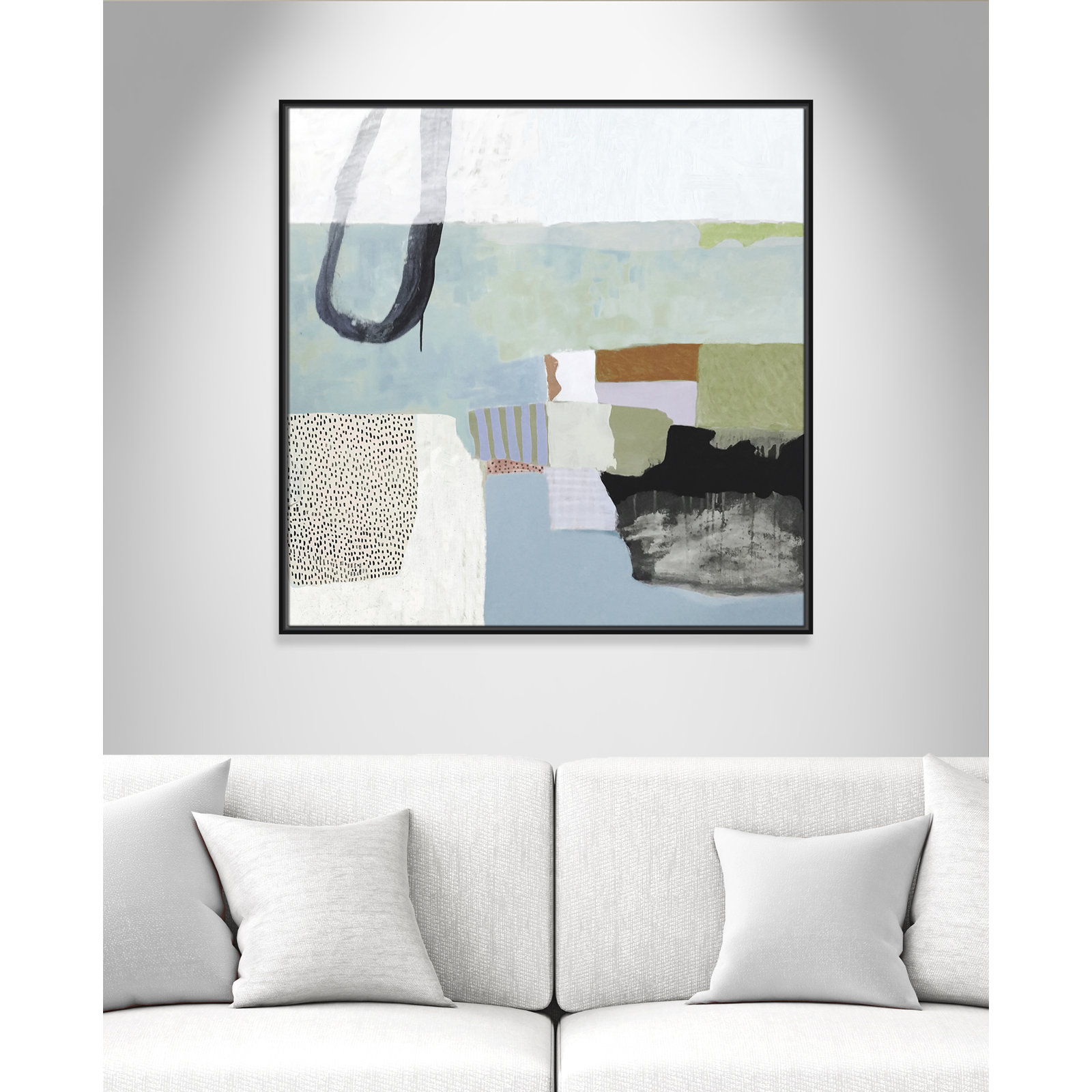 Concorde "Blue Rhythm" Painting by Nathaniel Mather, 37.5" H x 37.5" W x 2" D, Black Framed Canvas, No Mat