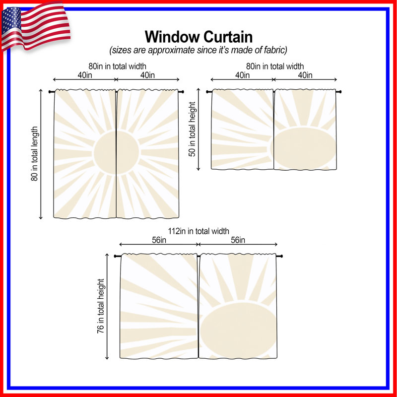 Rideaux de fenêtre Sunburst Beige Rays, 80in x 82in - 2 panels, Sheer