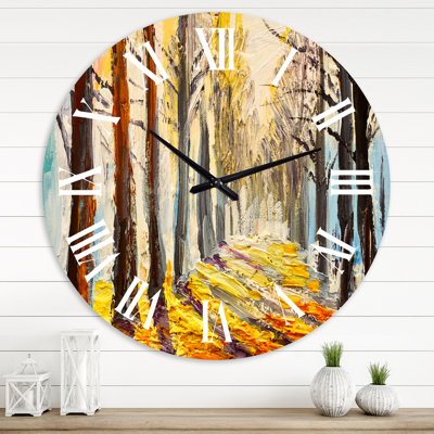Sunshine Through The Autumn Trees - Horloge murale Lake House