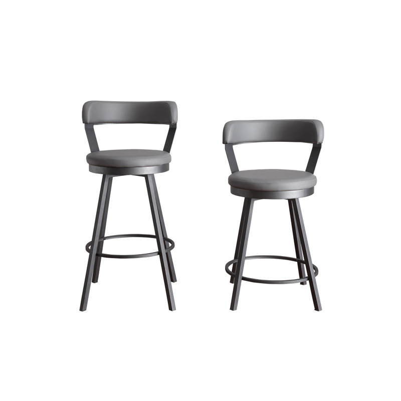 Laub Swivel Upholstered Counter Stool, Gray, Bar Stool (30" Seat Height)