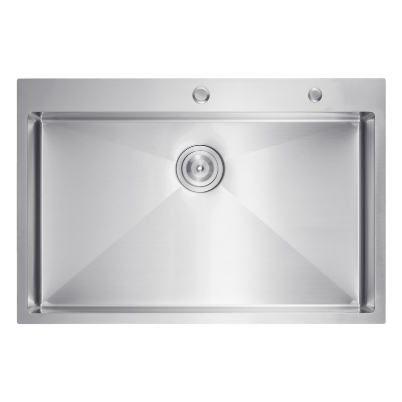 Évier de cuisine encastré 33 po à montage sur le dessus en acier inoxydable 304, 3Mm d'épaisseur, coins R10, taille interne 32 x 21 pouces, réduction du bruit de 9 po, drainage rapide avec support à ouverture standard, panneau,