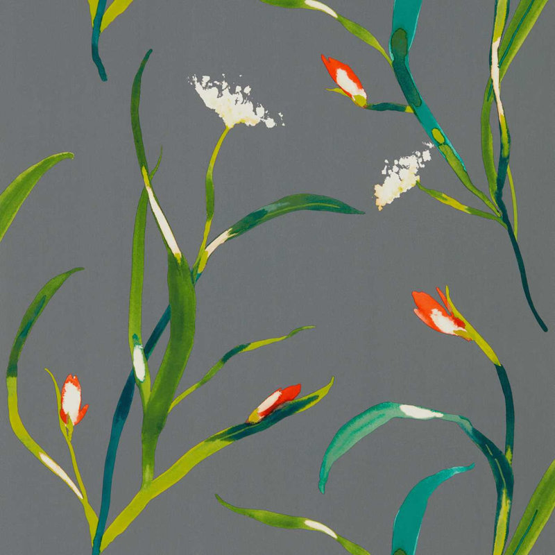 Saona 10.05cm x 68.6cm Wallpaper Roll, Kiwi/Charcoal