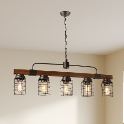5-Light Dimmable 42" Kitchen Island Pendant Farmhouse Dining Room Linear Chandelier