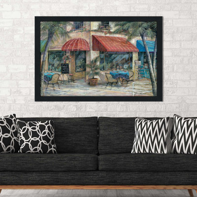 Cafe of the Arts' Framed Oil Painting Print -  Fleur De Lis Living, 38366E72C42F4672A0D16BD432A4DAEA