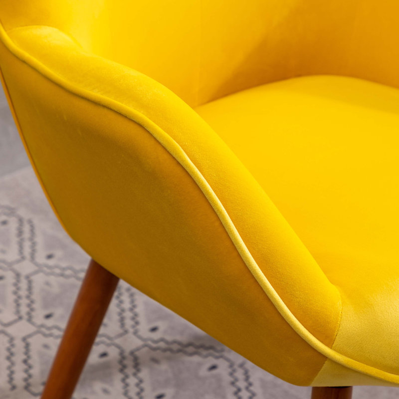 Elegant Oak-Finished Brown Velvet Wingback Office Chair