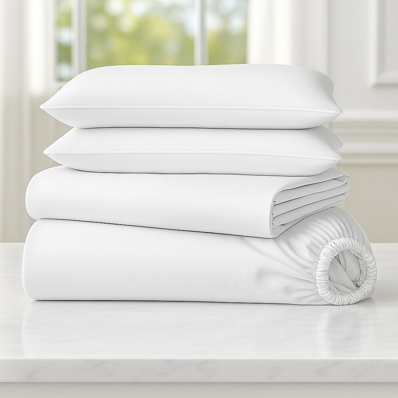 6-Piece Soft Microfiber Sheet Set, White, Full Sheet Set with 4 Pillowcases