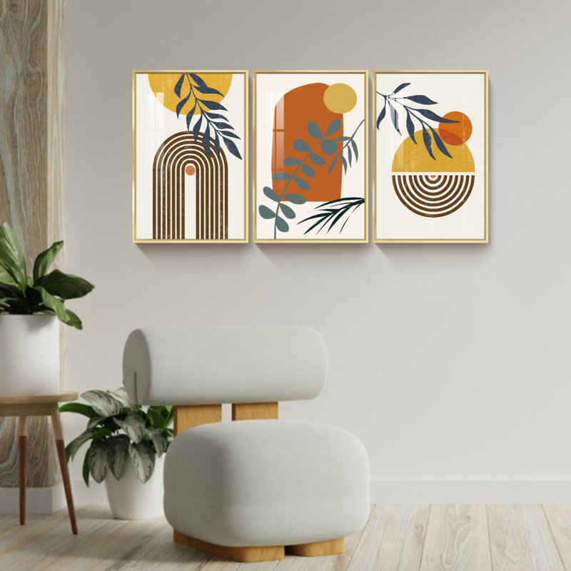 Boho 3 pièces, H 16 po x l 36 po x P 1 po, Or