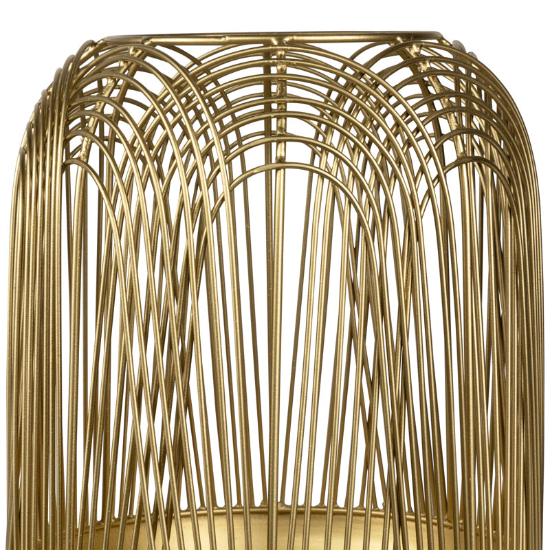 Porte-bougie colonne en fer à couche moyenne - finition laiton, H 13 po x l 10 po x P 10 po