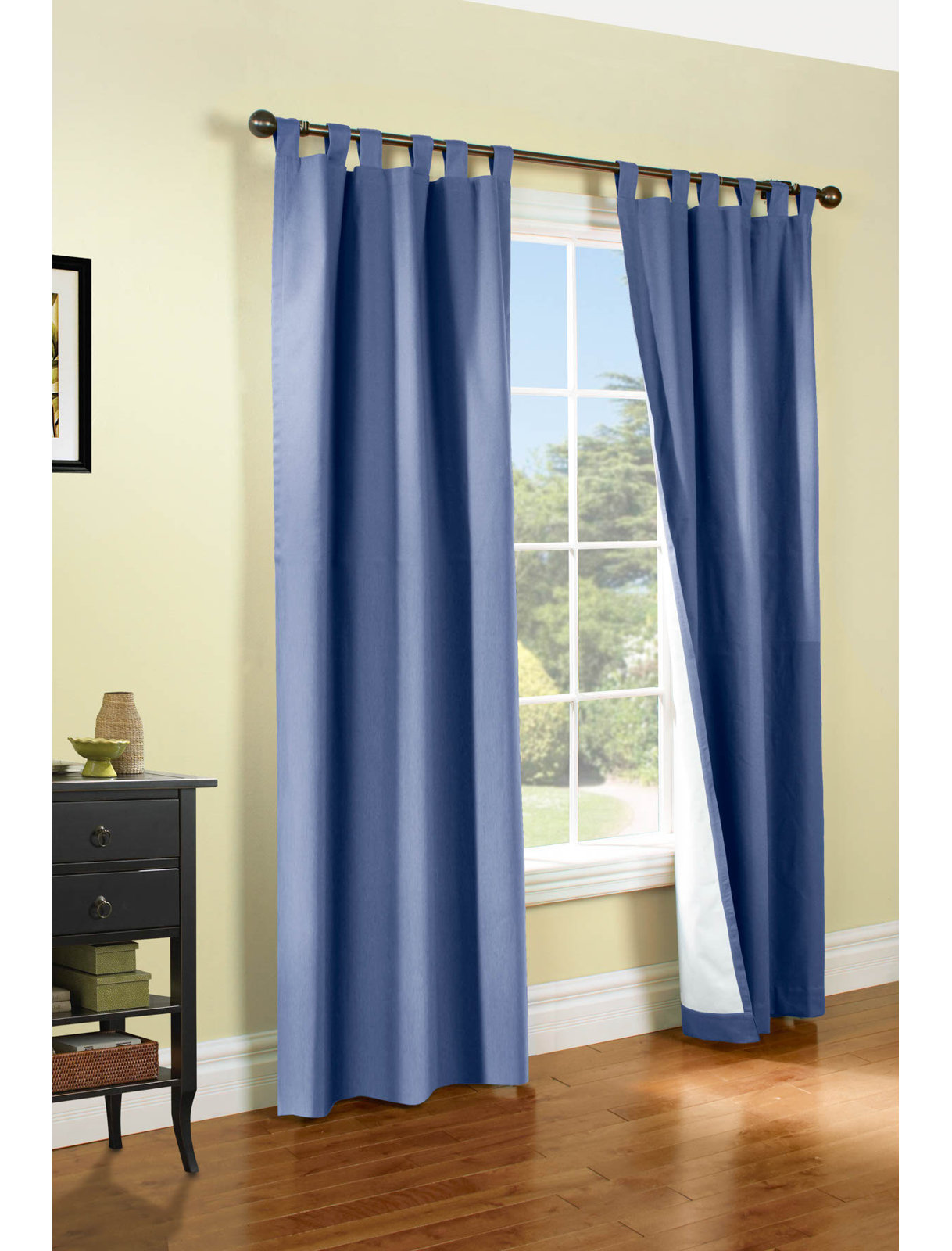 Mcgowen Room Darkening Cotton Curtain Panel, Blue, 40" W X 72" L