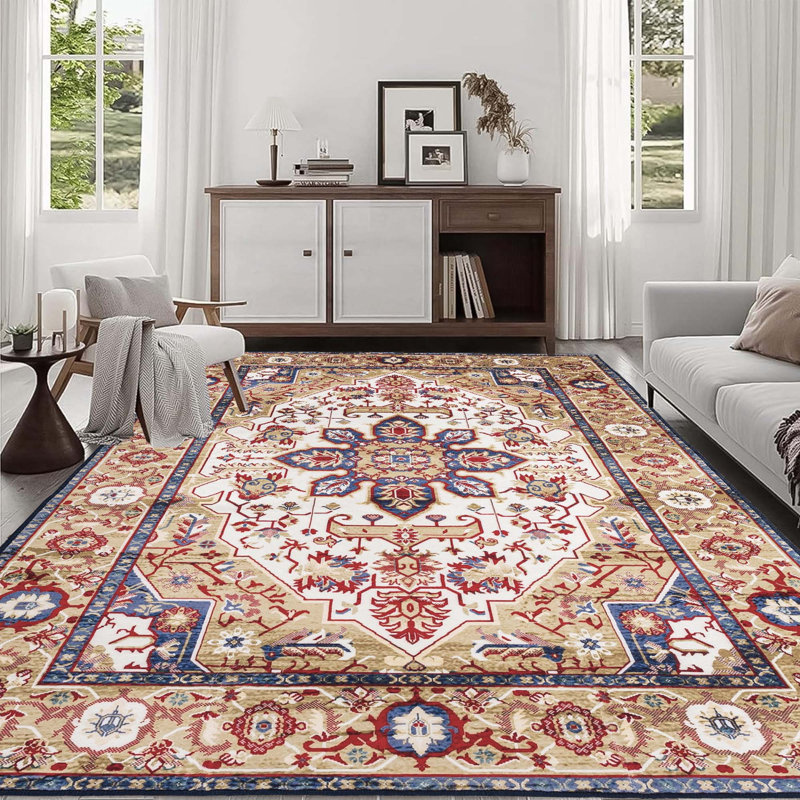 Area Rug Vintage Bohemia Large Persian Non-Slip Washable Rug For Living Room Kitchen Bedroom Living Room, Rectangle 8' x 10'