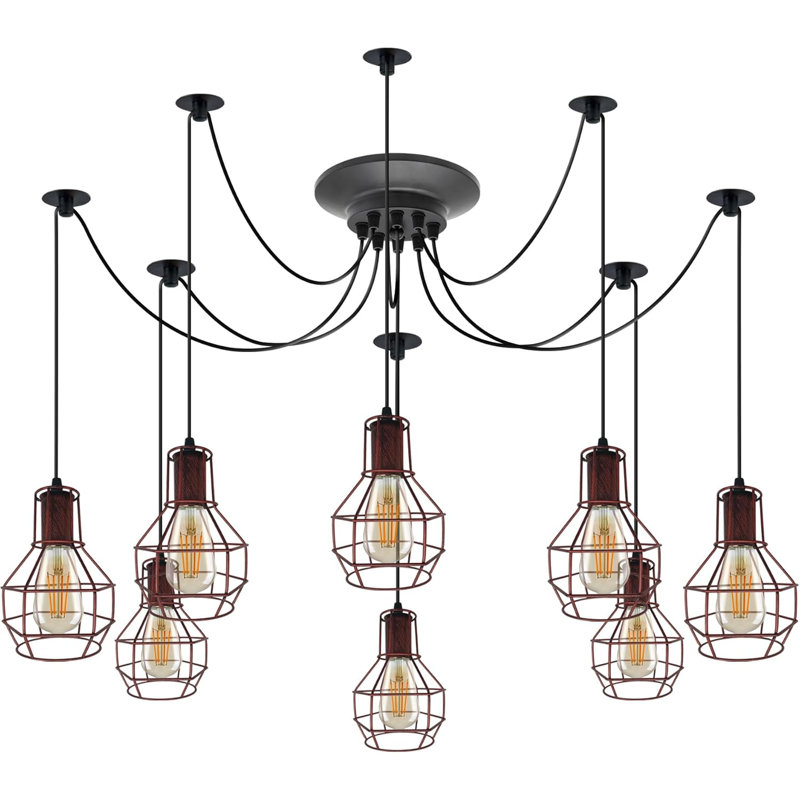 - Light Rustic Red Cluster Pendant, 8