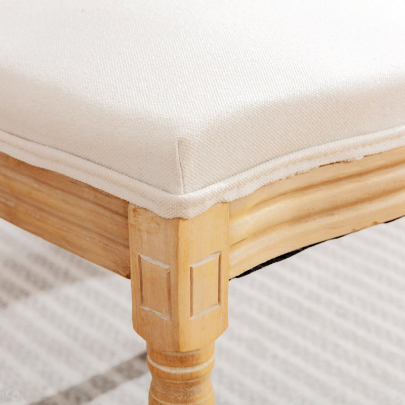 Ensemble de 2 chaises de salle à manger avec dossier rond French Country, Tissu crème