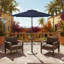 Parasol de marché 7,5 pi avec manivelle et inclinaison. Auvent résistant aux rayons UV pour la piscine. Cour arrière et patio (sans base)-1683910666-1683910668