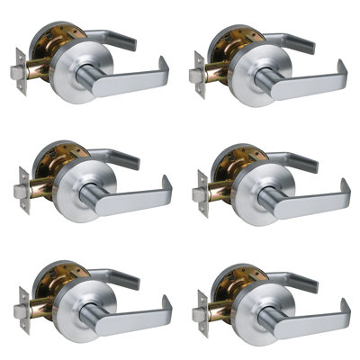 Poignée de porte robuste de passage 2, protection antibactérienne à finition chrome satiné, poignée de porte commerciale non verrouillable, homologation UL 3 heures et conforme aux normes ADA, levier ergonomique pour porte de vestibule et de garde-ro