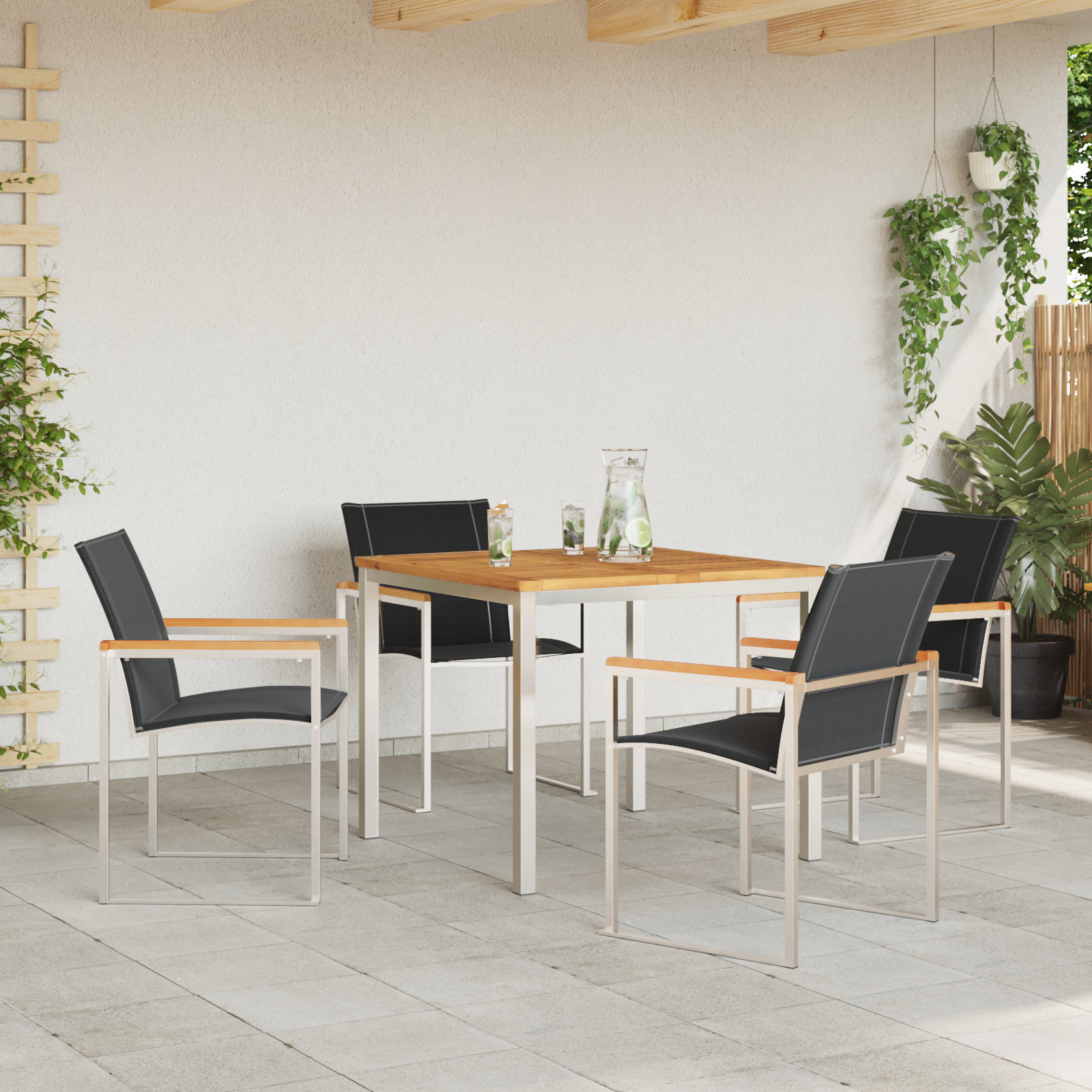 Brayden Studio 5 Piece Garden Dining Set Solid Wood Acacia | Wayfair.co.uk