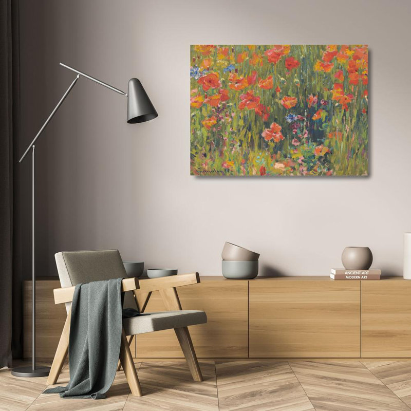 "Poppies" par Robert William Vonnoh - Art mural sur toile tendue avec châssis, H 24 po x l 17 po