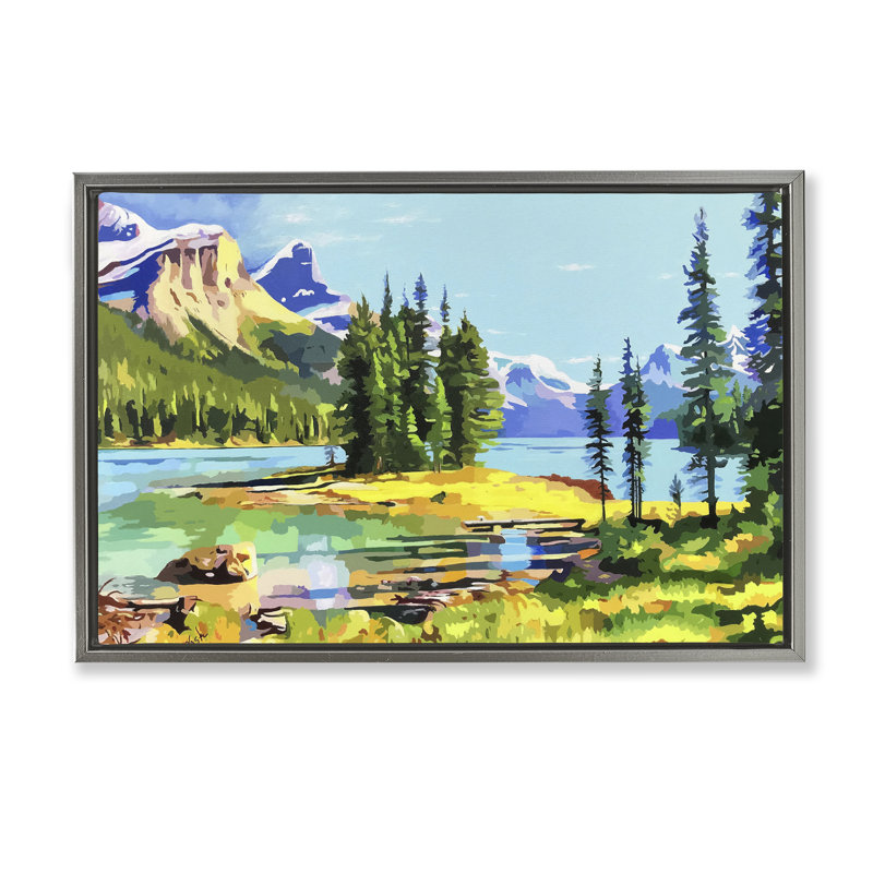 Cadre flottant Alpine Mountain Solitude, design par John Jaster, H 21 po x l 31 po, Cadre flottant gris lustré