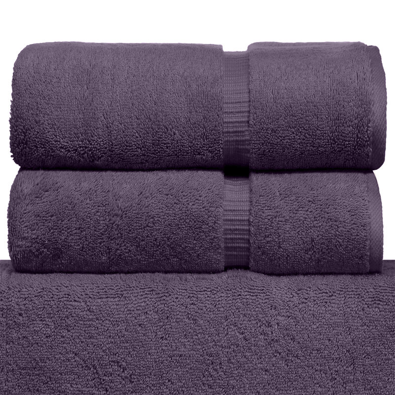 Ensemble de serviettes de bain en coton turc 2 pièces Wellston, Prune, 2