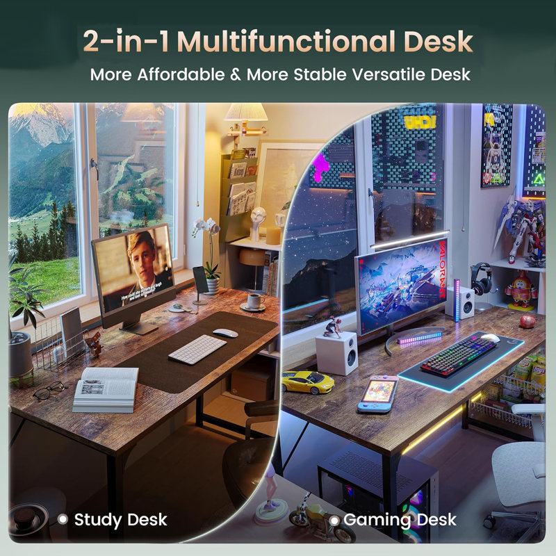 Spacious Computer Desk With Sturdy Metal Frame For Home Offices, Offering A Modern And Functional Workspace