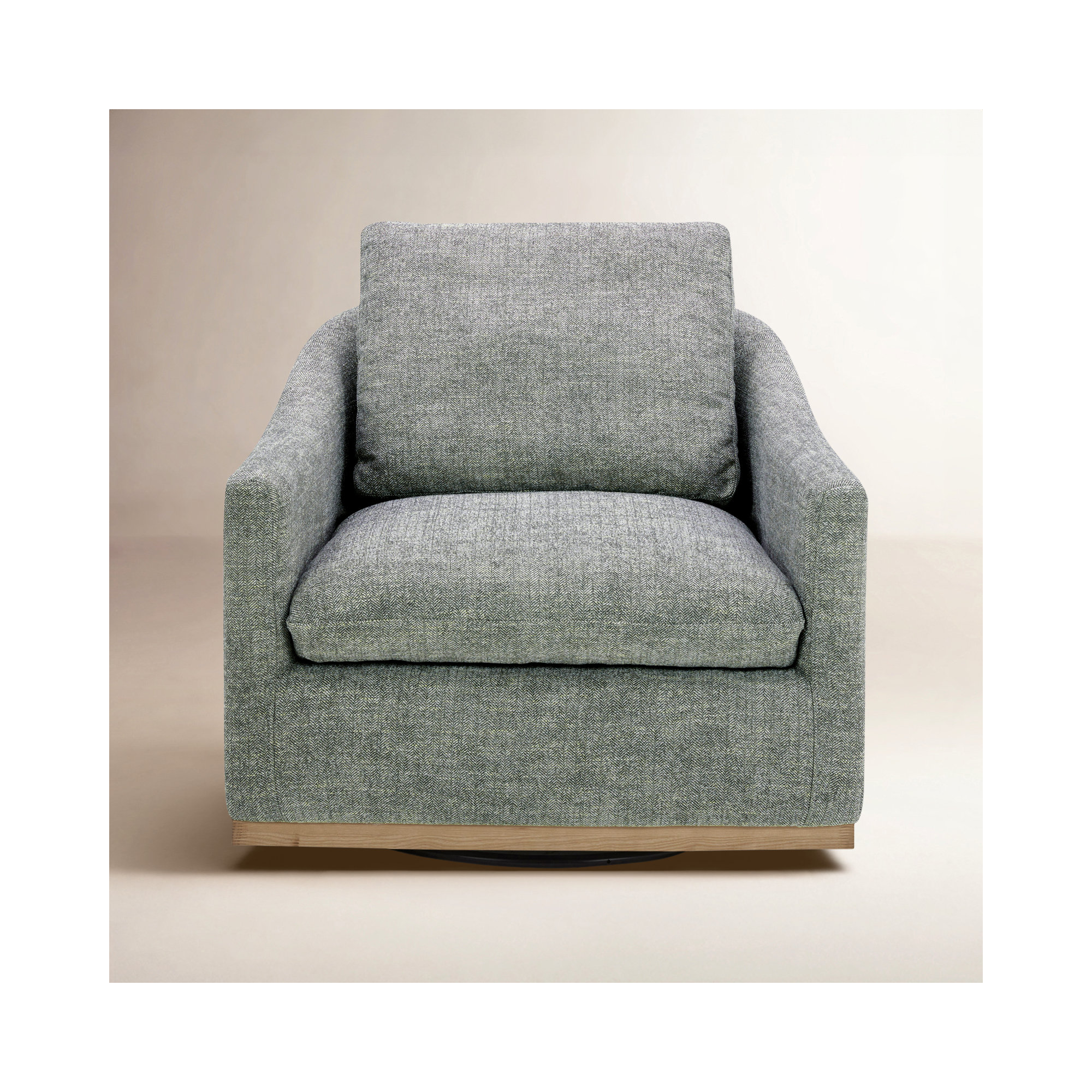 Coriyah Upholstered Swivel Armchair, Light Gray