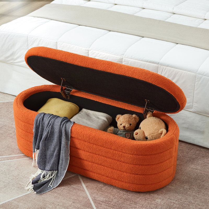 Banc de rangement ovale orange - ajoute une touche d'élégance à votre chambre à coucher, Orange