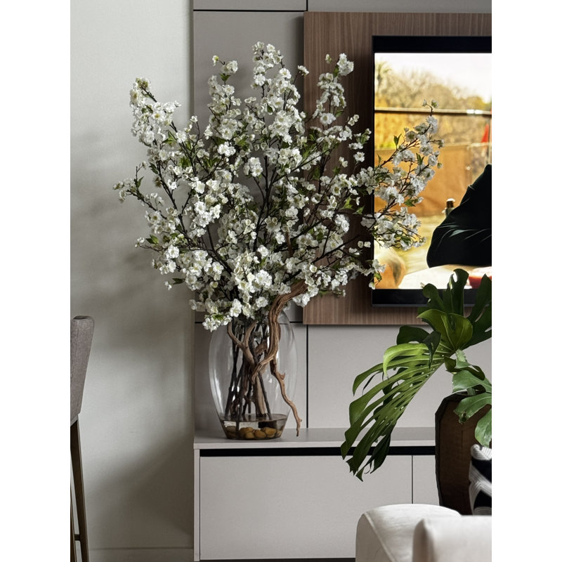 Oversized Cherry Blossom Branches in Glass Vase