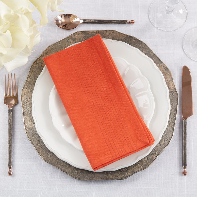 Orange Shimmer Stripe Cotton Napkin Set of 4
