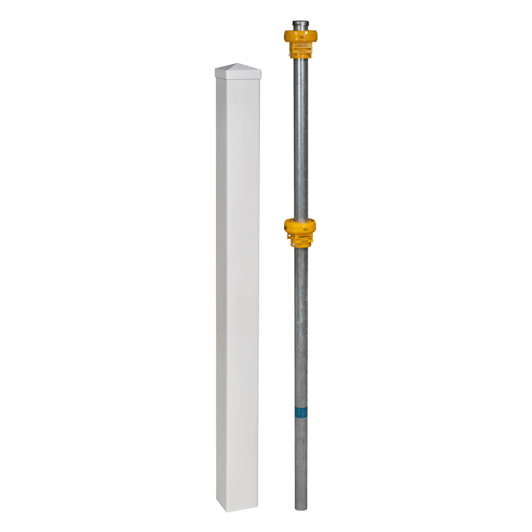 4ft Tall (1 Post) No Dig WamBam Finishing Post with Steel Pipe Anchor Kit, Permanent White Vinyl Post for Nantucket, Sturbridge, and Westport Fence and Gate Kits, BL19042 WamBam No-Dig Fence