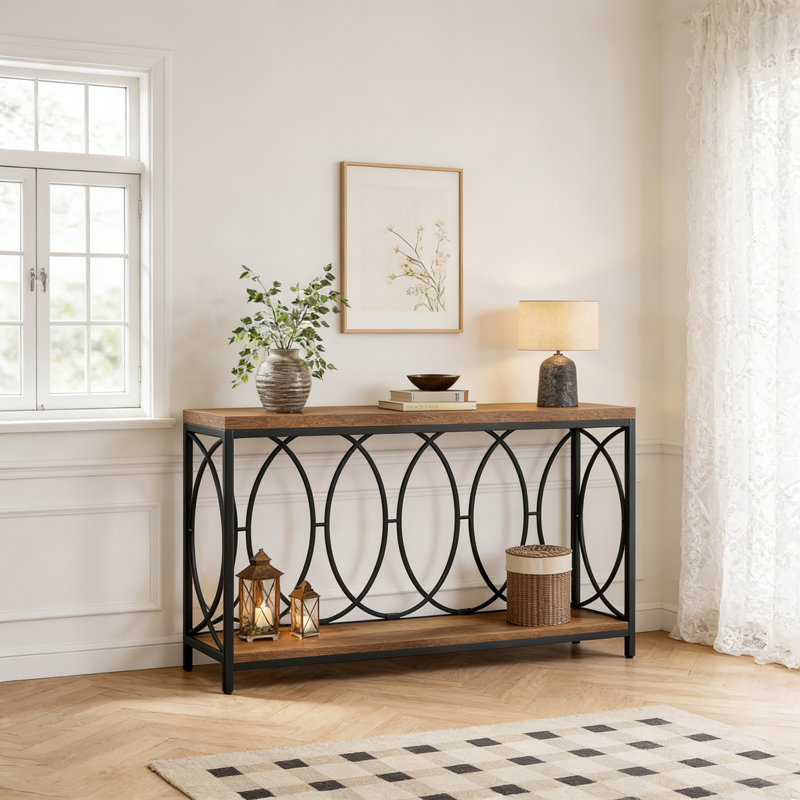 Console industrielle 70,9 ", canapé à 2 niveaux avec tablette de rangement pour le vestibule et le couloir