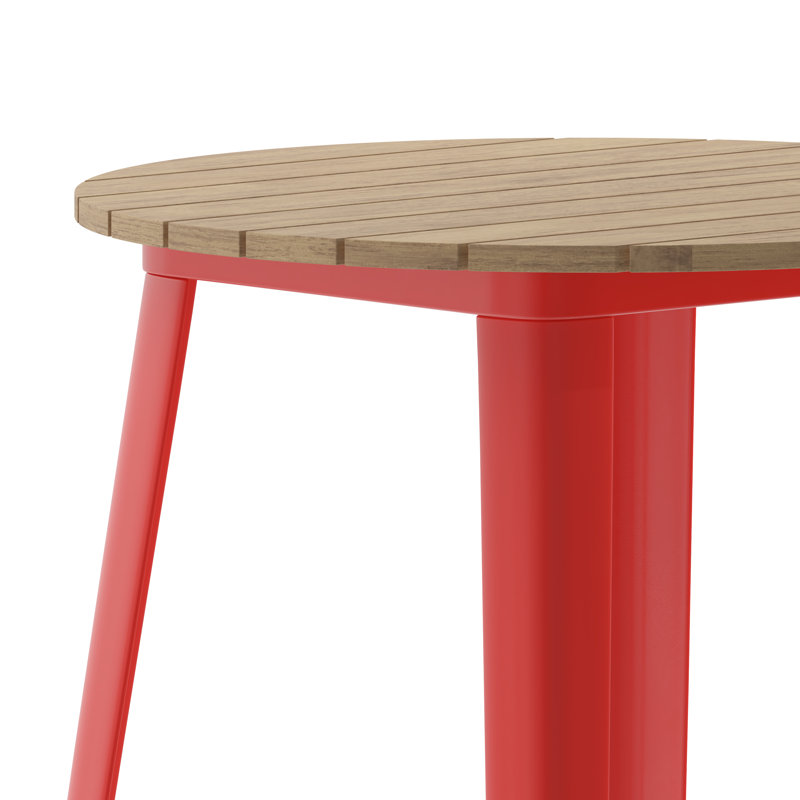 Table de bar commerciale / intérieure ronde en poly avec structure en acier Greory, L 30 po x L 30 po