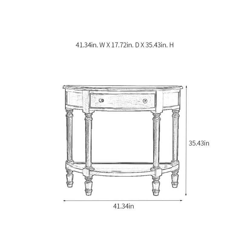 Console demi-ronde en bois massif