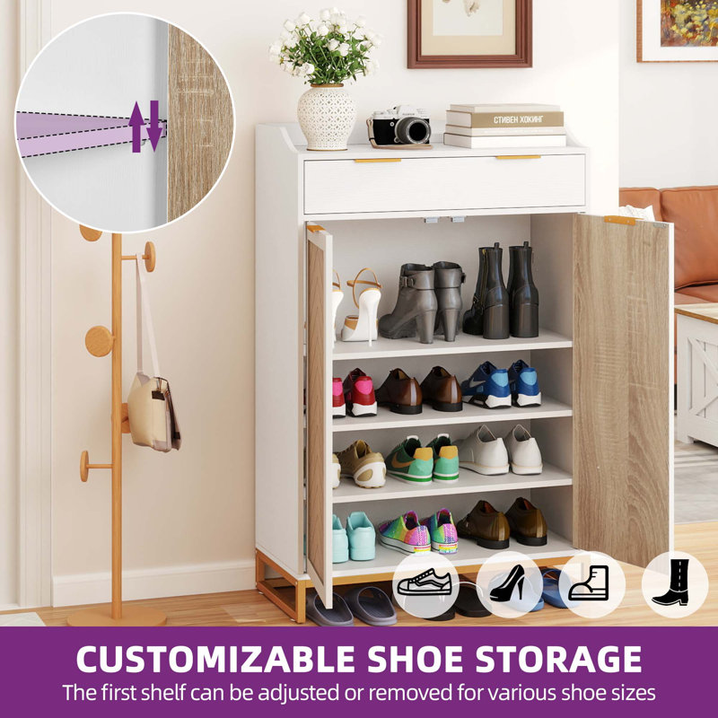  20 Pair Shoe Storage Cabinet With Drawer