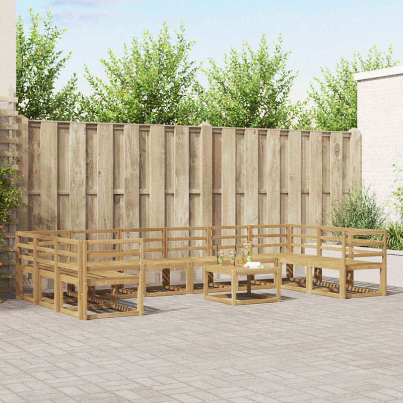  Outdoor Sofa Set 11 pcs Solid Acacia Wood Seating Garden Sectional