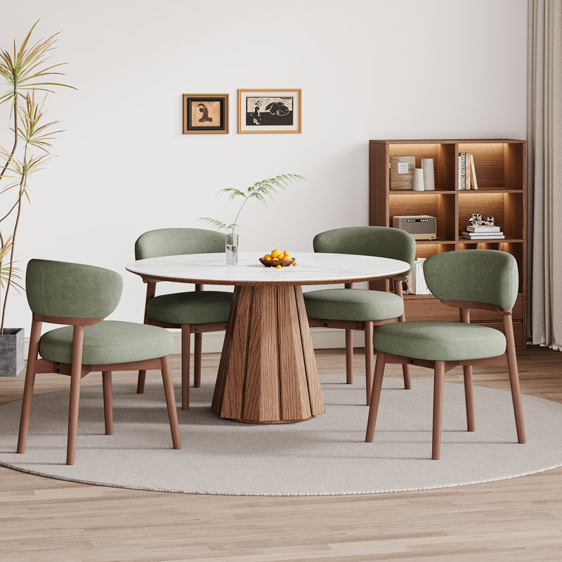 Chaise rembourrée en bois massif, Vert