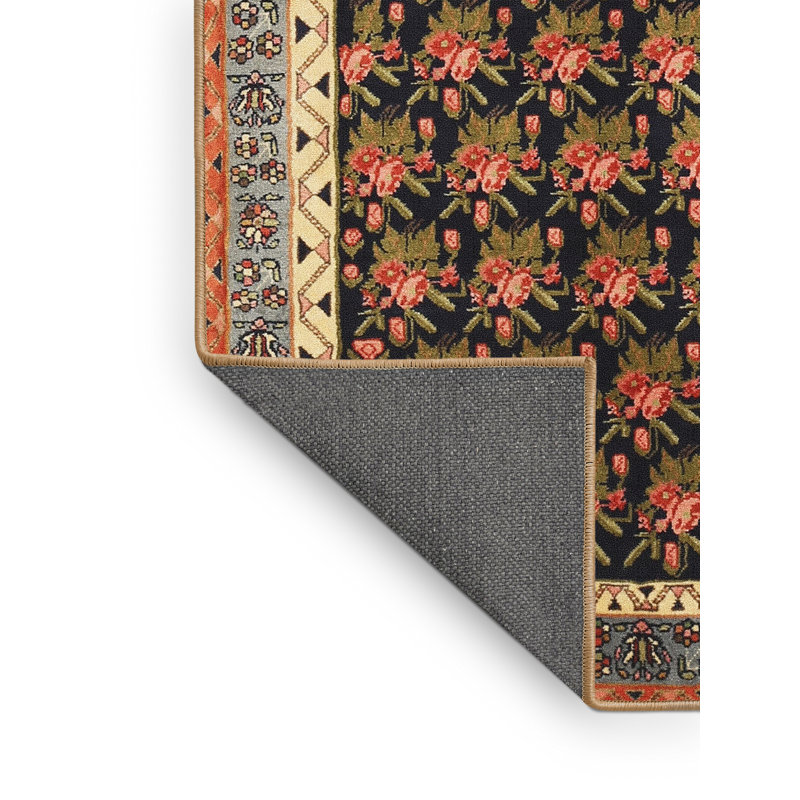 Tapis crème traditionnel/rose/orange Kelya, Rectangle 7 pi x 9 pi