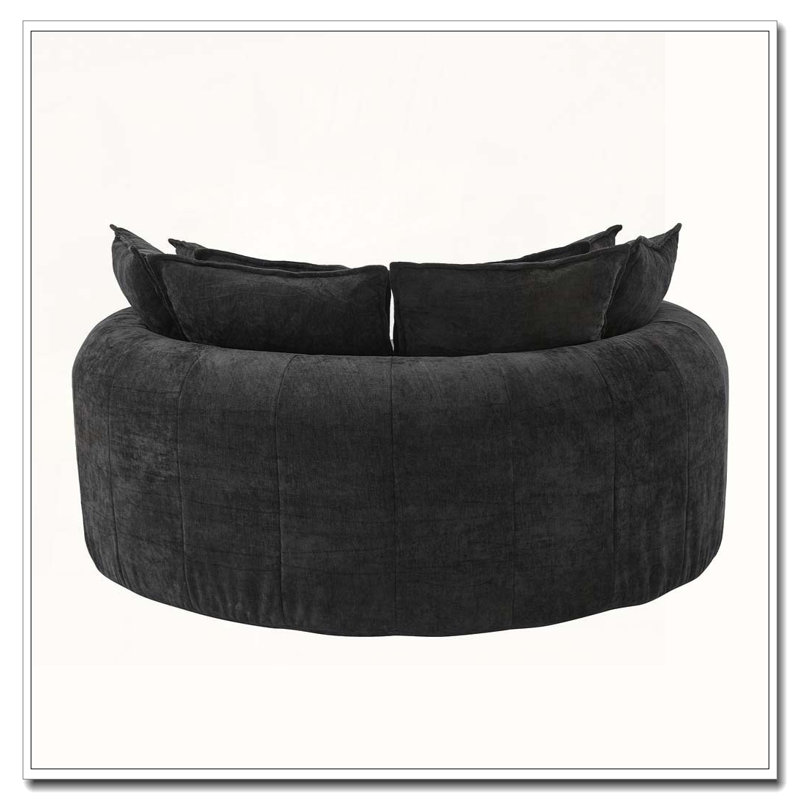 Fauteuil d'appoint rembourré en tissu chenille, Noir