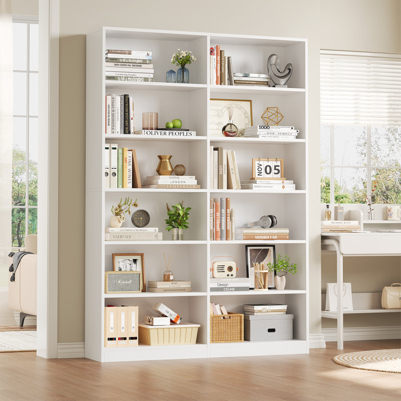 Bibliothèque standard à 6 niveaux H 74,3 "x l 47,2" Geng, Blanc, (6 tablettes) H 74,3 po x l 47,2 po x P 11,8 po