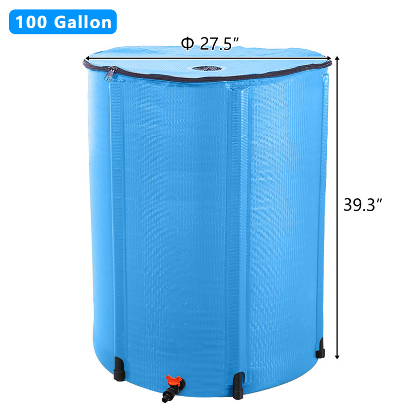 Weather Resistant Plastic Foldable Drainable Rain Barrel, 39.3" H x 27.5" W