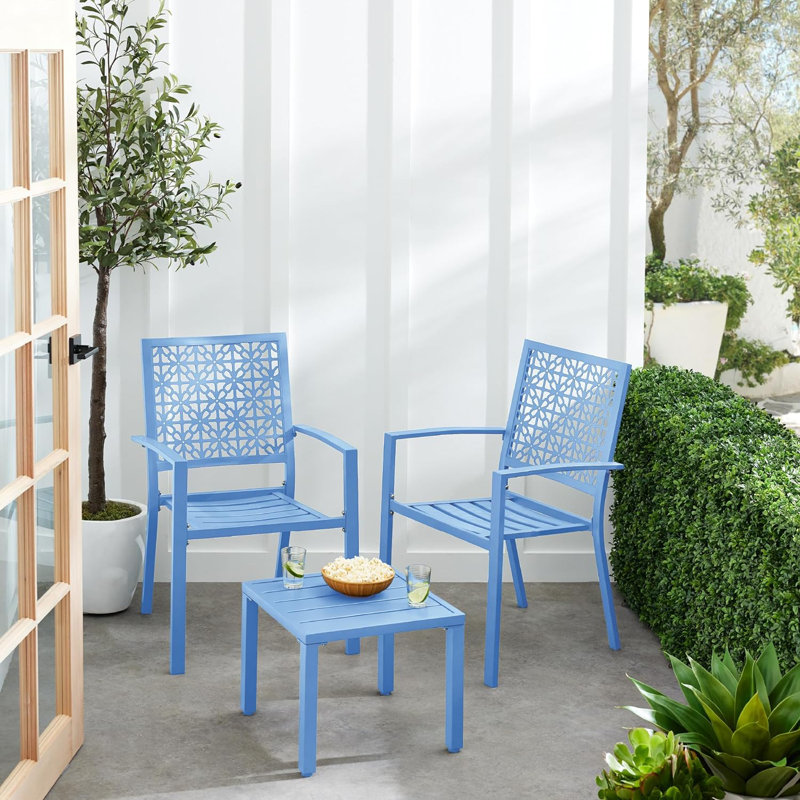Ensemble bistro extérieur L 17,5 po Thienan, Bleu ciel